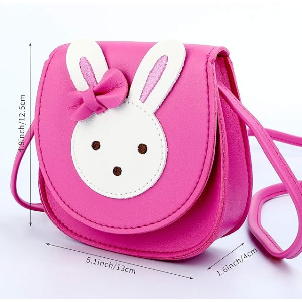 Liten flicka axelväska söt handväska prinsessa mini kanin crossbody väska med justerbar rem 2 st rose red