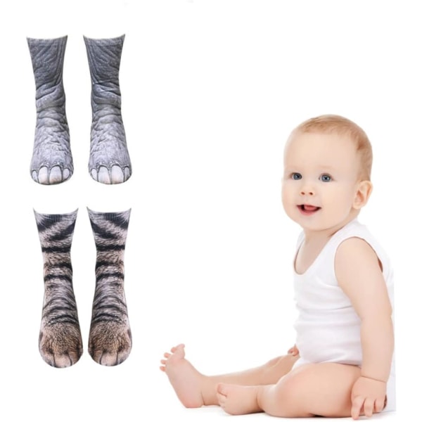 Animal Paw Socks, Animal Paw Socks Utskrift Katt Fotskor Mönster Strumpor Unisex Barn Crew Strumpor 1 Par Brun