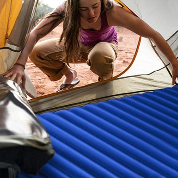 Självuppblåsande camping liggunderlag Uppblåsbar enkel camping luftmadrass Liggmatta Lätt vattentät & slitage Re