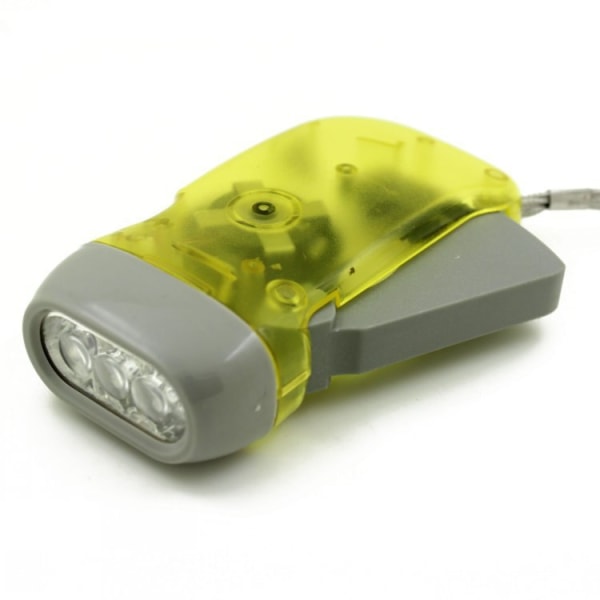 Handpressfackla – Trädgårdsredskap -3 Led Dynamo ficklampa för camping, vandring, höst och överlevnad - Inga batterier krävs Yellow
