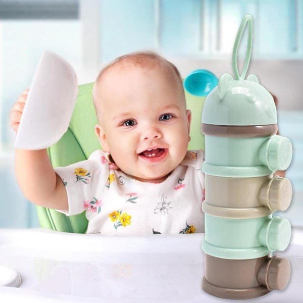 Baby Formula Dispenser 4 lager Stapelbar resemjölkpulver förvaringsbehållare Livsmedelsklassad plast Bärbar skiktad form