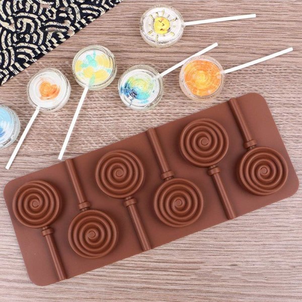 Lollipop Choklad Form Återanvändbar silikonfondantformar Form för födelsedagsfestfest Hem dagligen 2st