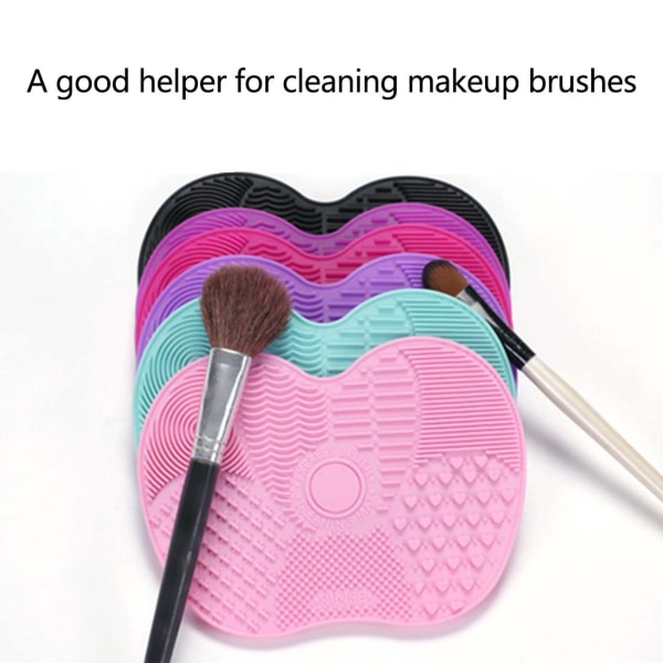 Makeup Brush Cleaner Mat - Silikon Makeup Brush Cleaner Mat, Portabel Makeup Brush Cleaner Pad med sugkoppar black 