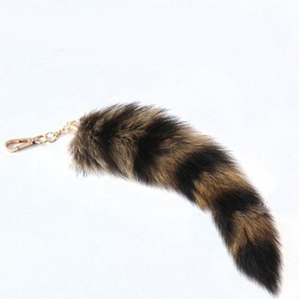 Raccoon Svans Nyckelring Fluffy Tails Kedja Nyckelring Personlig A Gold