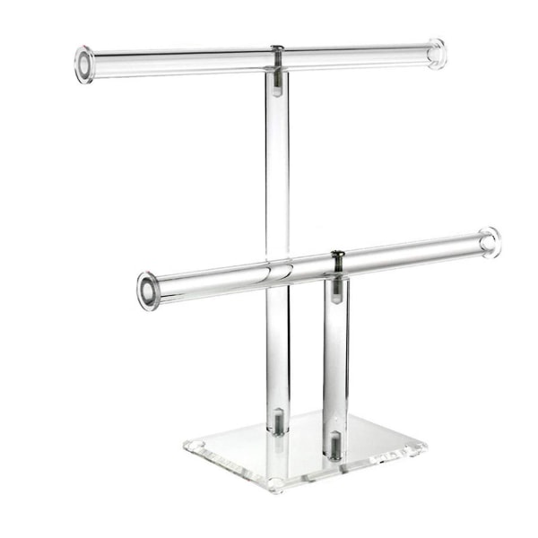 2-vånings T-bar smyckesställ Display Holder Stativ Akryl Armband Display Organizer