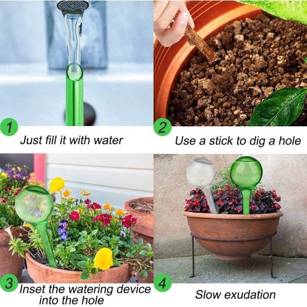 4-pack växtbevattningslökar, 8 cm L storlek Automatiska växtvattnare, självbevattningssystem för inomhusbevattning av växter utomhus