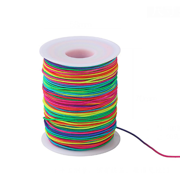 100m Regnbågsfärgad Elastisk Tråd 1mm Tråd Stretch String Craft För Pärlning Flätor Diy Smycken