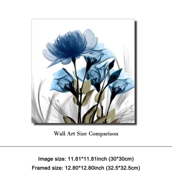 Blå flimrande blomma Moderna abstrakta målningar Canvas Väggkonst Galleri Wrapped Grace Blommiga bilder på canvastavlor 8
