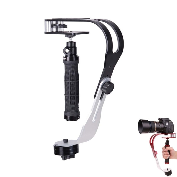 Handhållen videokamerastabilisator i aluminiumlegering Stabil, kompatibel för GoPro, Cannon, Nikon eller vilken DSLR-kamera som helst (röd) black
