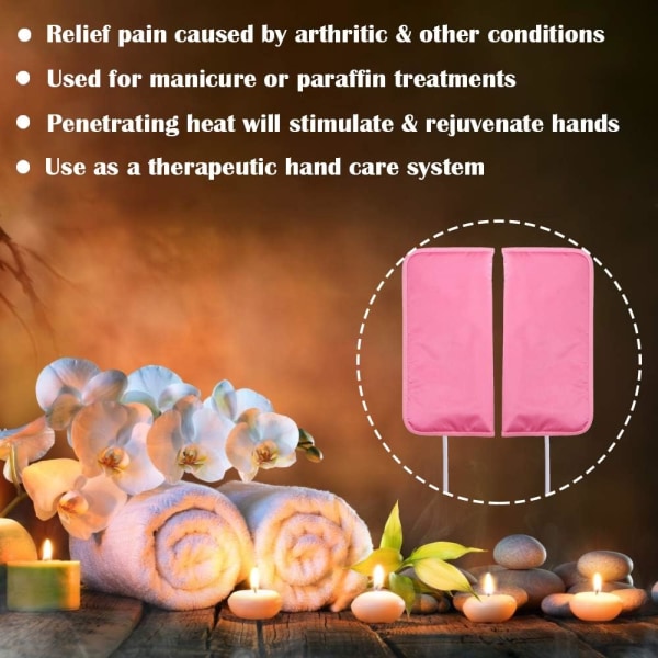 Elektriska uppvärmda vantar handskar för paraffinhandvaxbehandling, nail art , terapi SPA-vantar (rosa)