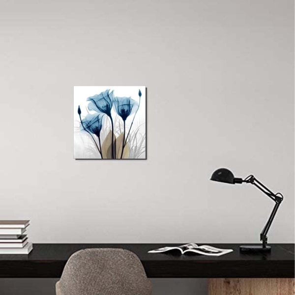 Blå flimrande blomma Moderna abstrakta målningar Canvas Väggkonst Galleri Wrapped Grace Blommiga bilder på canvastavlor 7