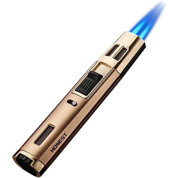 Ficklampa Refillable Butan Ficklampa Justerbar Pen Tändare Double Flame Tändare Multipurpose Gold