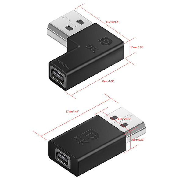 Hög hastighet Mini Dp till Dp V1.4-omvandlare Displayport till Displaypo Straight peen