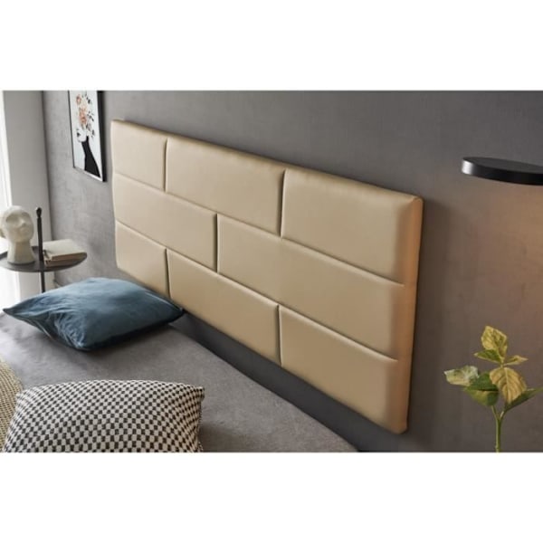 Sengegavl til seng 90 Imiteret læder klodser 112 x 57 x 5 cm Skumpolstring og rygforstærkning Lys Camel farve. ECCOX Lätt kamel