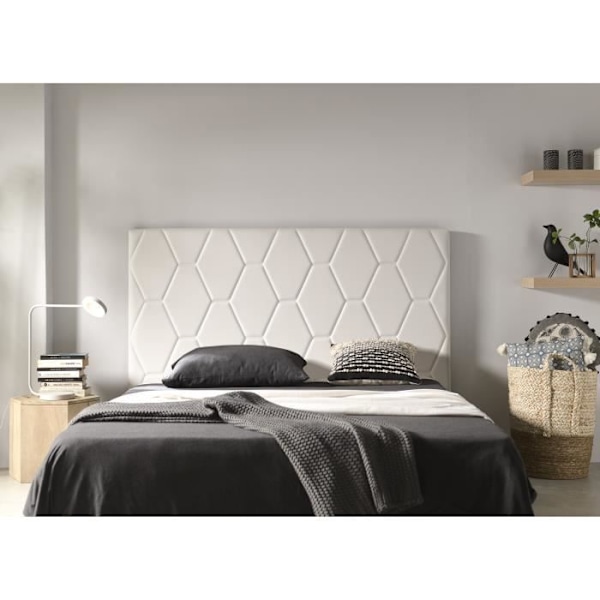 Sänggavel - ECCOX - Ágata - Vit konstläder - Mått 115x115x8 cm - Dovet stil Roto vit
