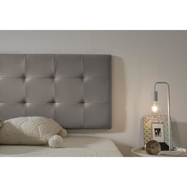 Sengegavl til 110 kvadrat seng i Capitone imiteret læder 112 x 57 x 5 cm Grå. ECCOX Grå