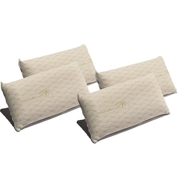 Pack 4 Visco Natur Care Kuddar 80 x 40 cm Medium Fast - Viskoelastisk kärna - Avtagbart överdrag - Beige Färg. ECCOX