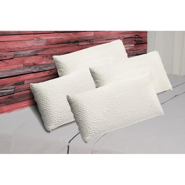 Förpackning 4 Visco Luxury Aloe Vera kuddar 90 x 40 cm Medium fasthet Värmekänslig Avtagbart överdrag. ECCOX