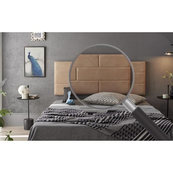 Sengegavl 130 Murstensvæg Anti-Stain Stof 152x57x5cm Lys Camel. ECCOX Kamel