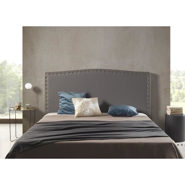 Sänggavel - ECCOX - Ambar - Grå konstläder - 150 cm - Nitarfinish Grå