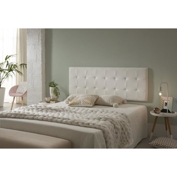 Sengegavl til 80 kvadrat seng i Capitone imiteret læder 112 x 57 x 5 cm Hvid. ECCOX Vit