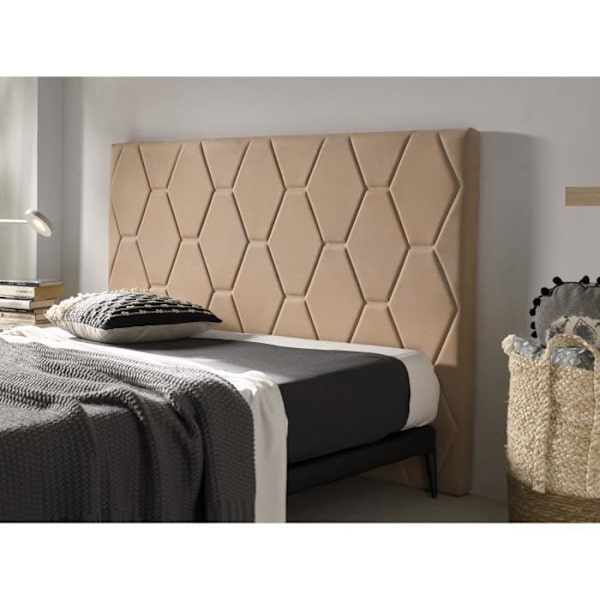 Ágata sengegavl til seng 100 i kamelstof 115x115x8. ECCOX Kamel