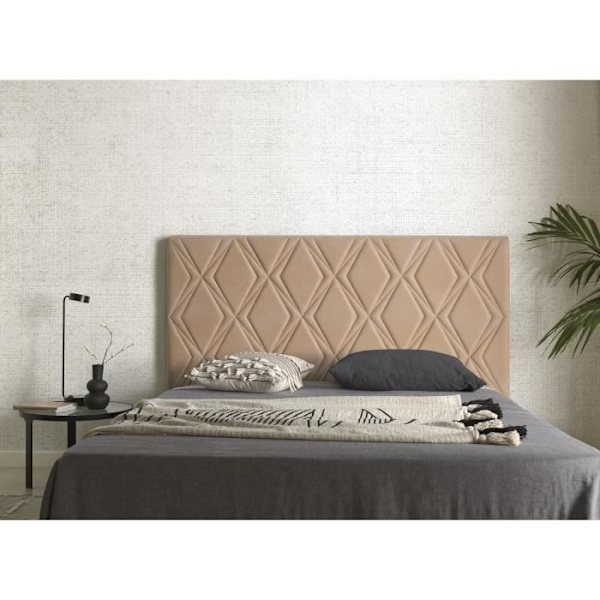 Rubí sänggavel för 120 säng i kameltyg 154x115x8. ECCOX Kamel