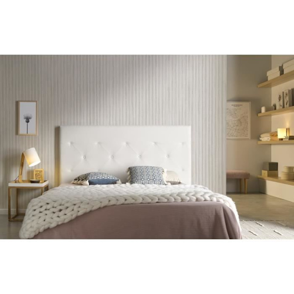 Hovedgavl - ECCOX - Zafiro - Hvidt simililæder - 160 cm - Aquaclean pletfri Roto vit