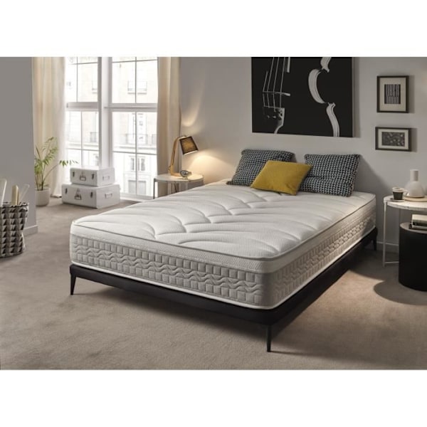 Madrass 120x200 cm Memory Foam Luxury Elite Silver H25 tjocklek 25 cm +/- 2 Hög Fasthet. ECCOX Vit