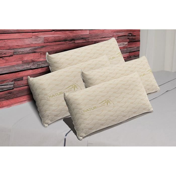 Pack 4 Visco Natur Care Kuddar 90 x 40 cm Medium Fast - Viskoelastisk kärna - Avtagbart överdrag - Beige Färg. ECCOX