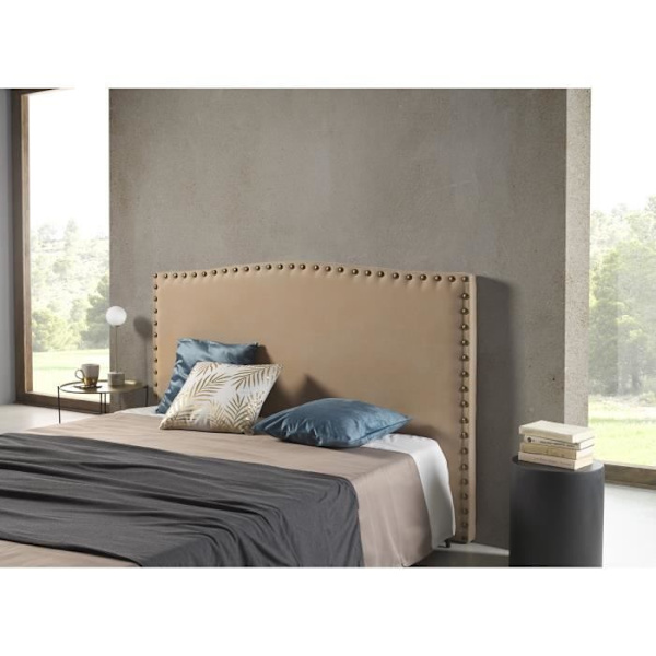 Ambar sengegavl i kamelstof til seng 100115x115x8. ECCOX Kamel
