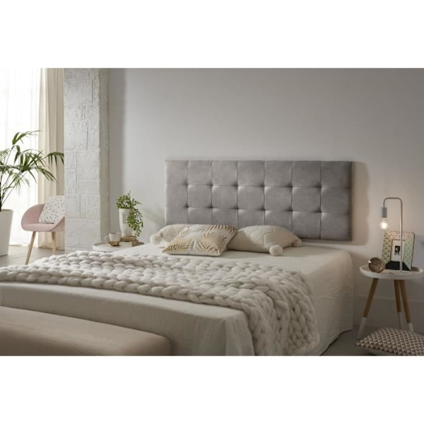 Sengegavl 160 Capitone Damier Anti-Stain Stof 162x57x5cm Grå. ECCOX Grå