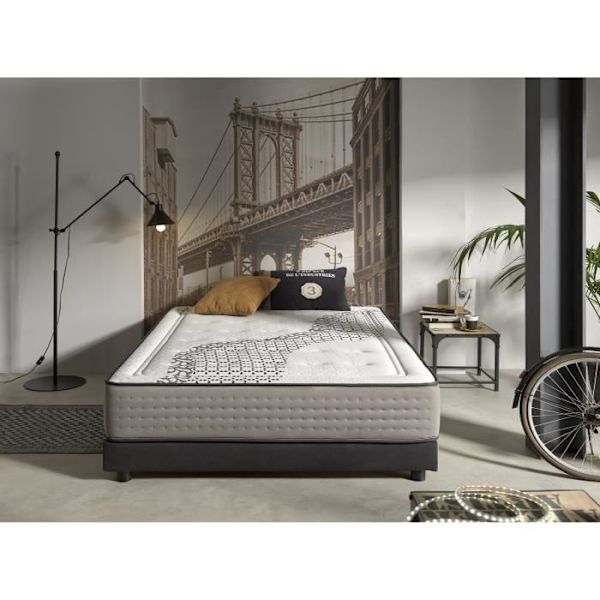 Madrass 140x190 Brooklyn Paradise Memory foam Höjd 24cm ± 2 Anti-mite Andas. ECCOX Vit