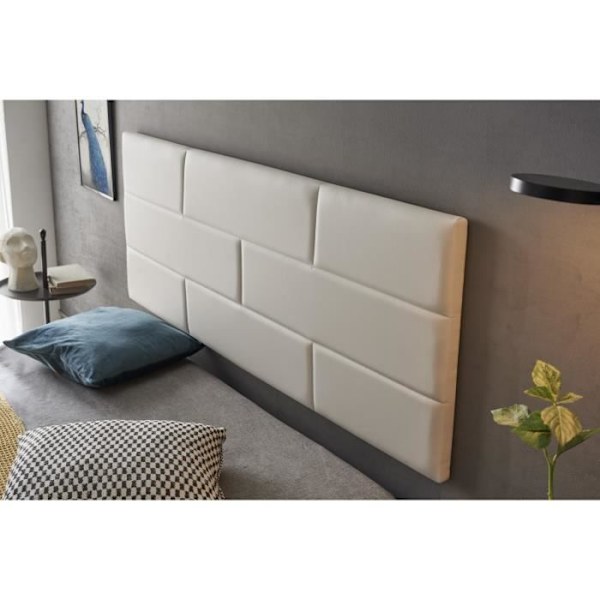 Sänggavel - ECCOX - Syntetiskt läder - 112 x 57 x 5 cm - Skumstoppning - Färg Vit Vit