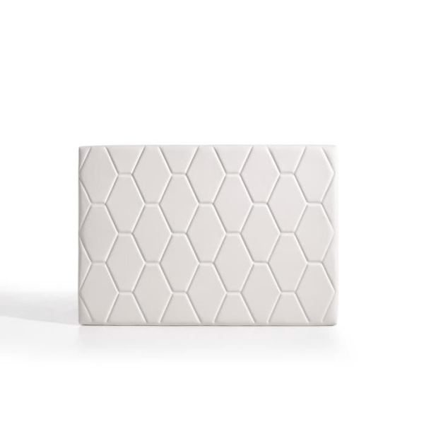 Sänggavel - ECCOX - Ágata - Vit konstläder - Mått 115x115x8 cm - Dovet stil Roto vit