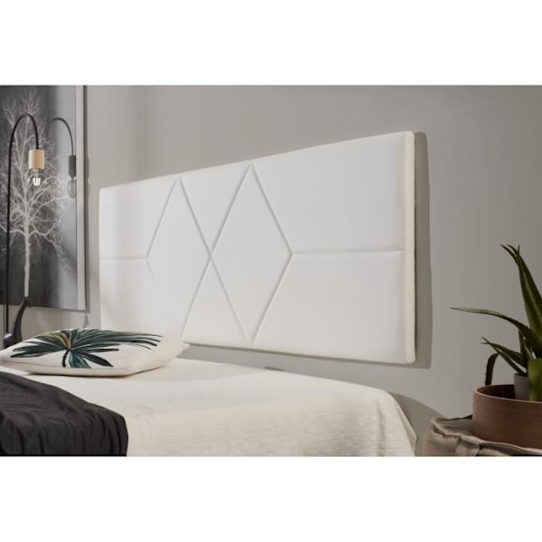 Sengegavl til 135 seng To diamanter i imiteret læder 152 x 57 x 5 cm Skumpolstring Farve Hvid. ECCOX Vit