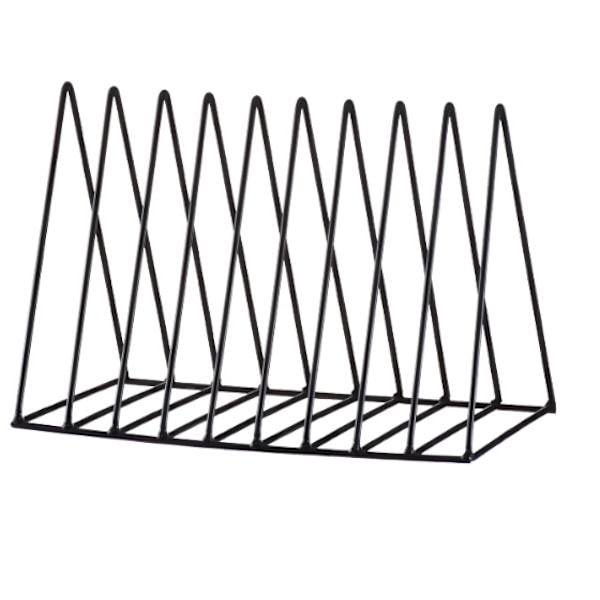 Triangulär bokstöd i järn, liten bokhylla, skrivbordsdekoration, förvaringsställ, enkel bokhylla black