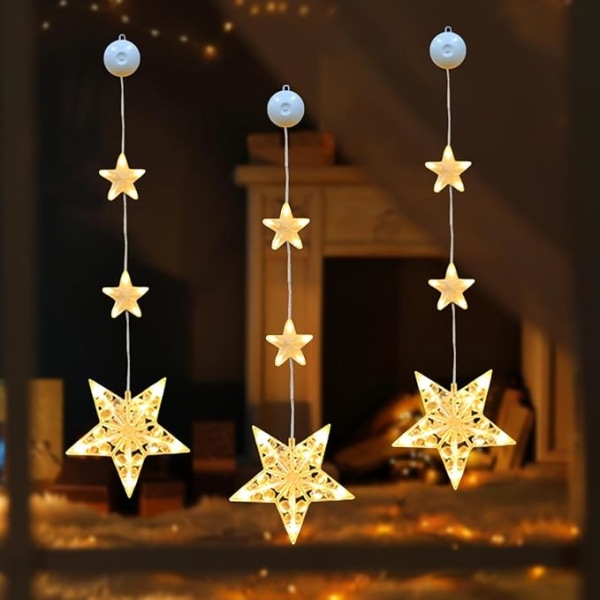 LED Star Christmas Lights, 3-pack inomhus LED Christmas Atmosphere Lights