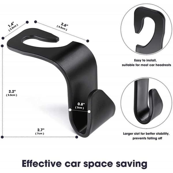 2 KPL Koukku Autonistuin Tuolikoukku Black Svart