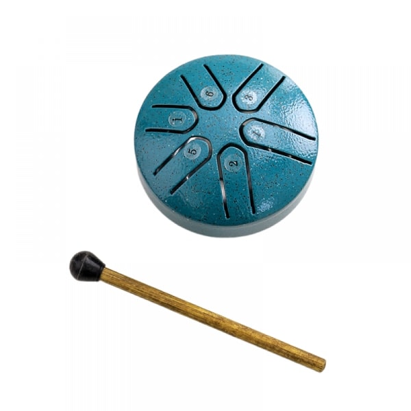 Buddha Stones Mini Steel Tongue Drum 3 tum ljudläkande trumset, 6 toner bekymmersfri trumma, bekymmersfri trumma, handpan Navy blue