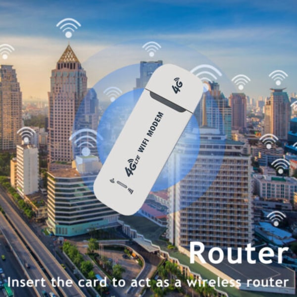 Olåst 4G LTE trådlös router USB mobilt bredband SIM-kort White