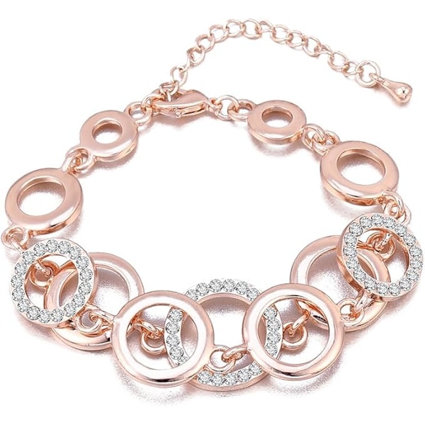 Ouran Armband med Ringkedja för Kvinnor, Guldpläterat Silverarmband för Flickor Rose Gold