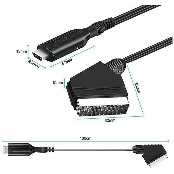 Scart-konverter til HDMI Video Lyd Adapter til HDTV/DVD/Decoder/PS3/PAL/NTSC