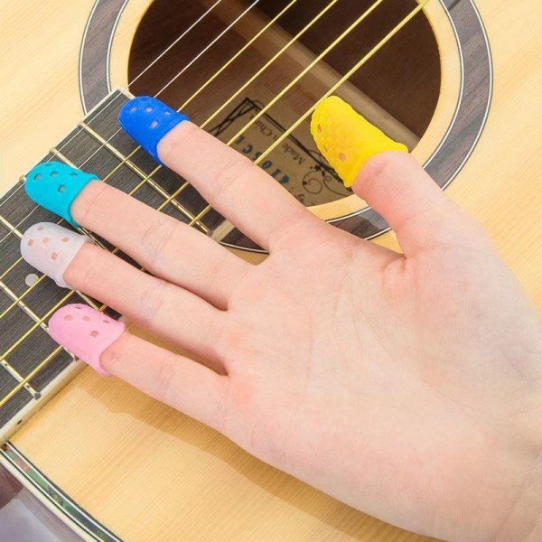 Gitarrfingerskydd Silikonfingerskydd för nybörjare att öva på att spela och trycka på strängar