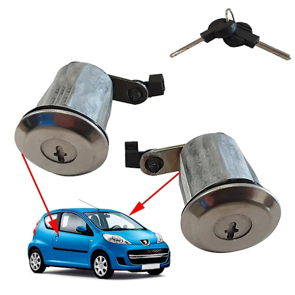 Cylinder Dörrlåscylinder Nyckelset för Peugeot 107 Citroen C1 Toyota Aygo 05-14