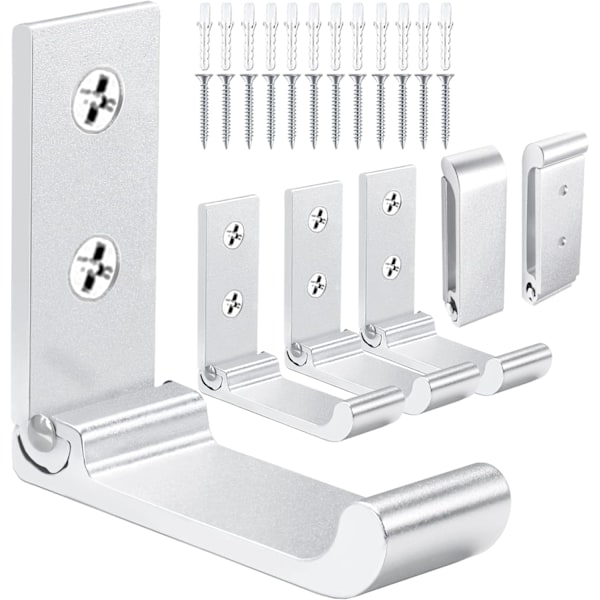 Fällbar klädkrok 6-pack Fällbar väggkrok Rostfri aluminium Fällbar krok Väggmonterad handdukskrok (Silver)