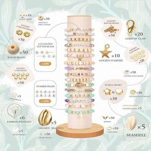 Clay Beads / Heishi-pärlor Bohemian Kit - KREA DIY-smyckeskit med olika pärlor - 6000 st