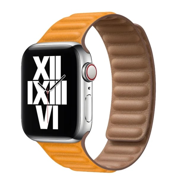 Läderarmband för Apple Watch Band 45mm 41mm 44mm 40mm Original Magnetiskt Loop Länk Armband iWatch Ultar2 49mm 9 8 7 6 SE 3 42mm Kalifornien Poppy California Poppy