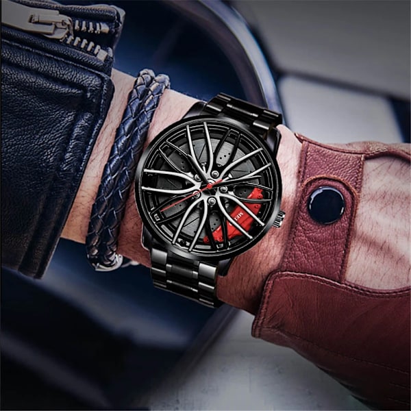 Herre Luksusure Sportsvogn Ure 3D Sport Fælg Nav Hjul Armbåndsur Bil Quartz Herreure Kreativ Relogio Masculino red
