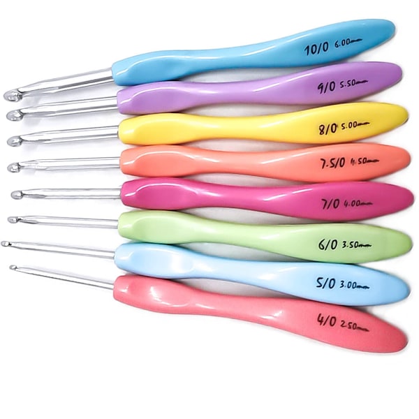 Virka krokar set, 8 st aluminium virka krokar stickning till